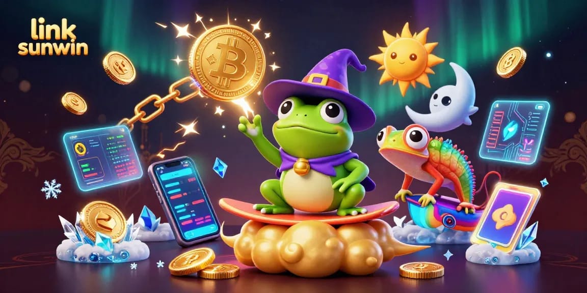 Experience the excitement of link sunwin with a wizard frog creating a golden coin storm.